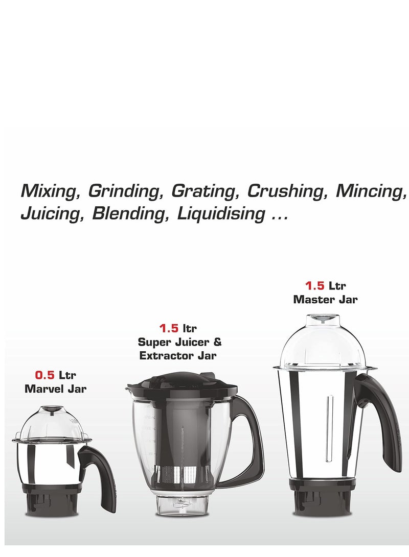 Vidiem mixer grinder 616 A Tusker ADC, mixer grinder 750 watt with 3 jars and 1 juicer mixer grinder, 1 multi chef, 4 leak proof jars with self-lock for wet and dry spices, chutneys