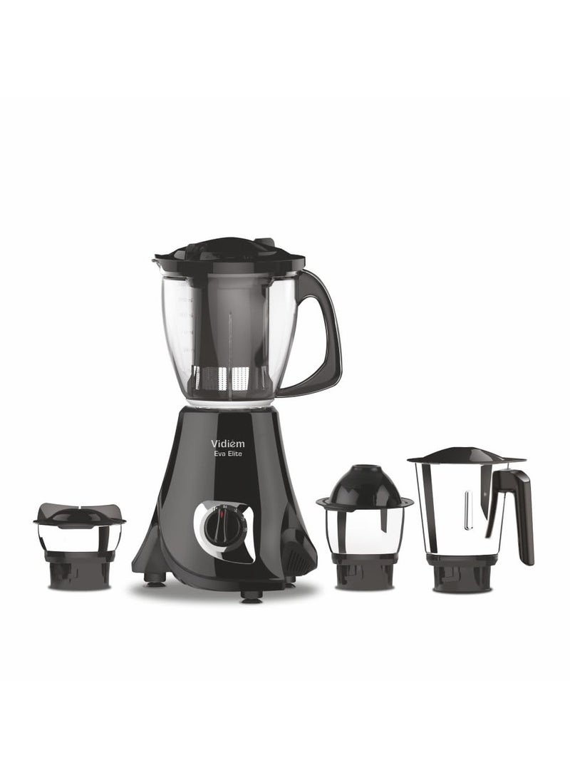 Vidiem Eva Elite mixer grinder 710 A (Black), mixer grinder 750 watt with 1 juicer and three leakproof jars with self-lock