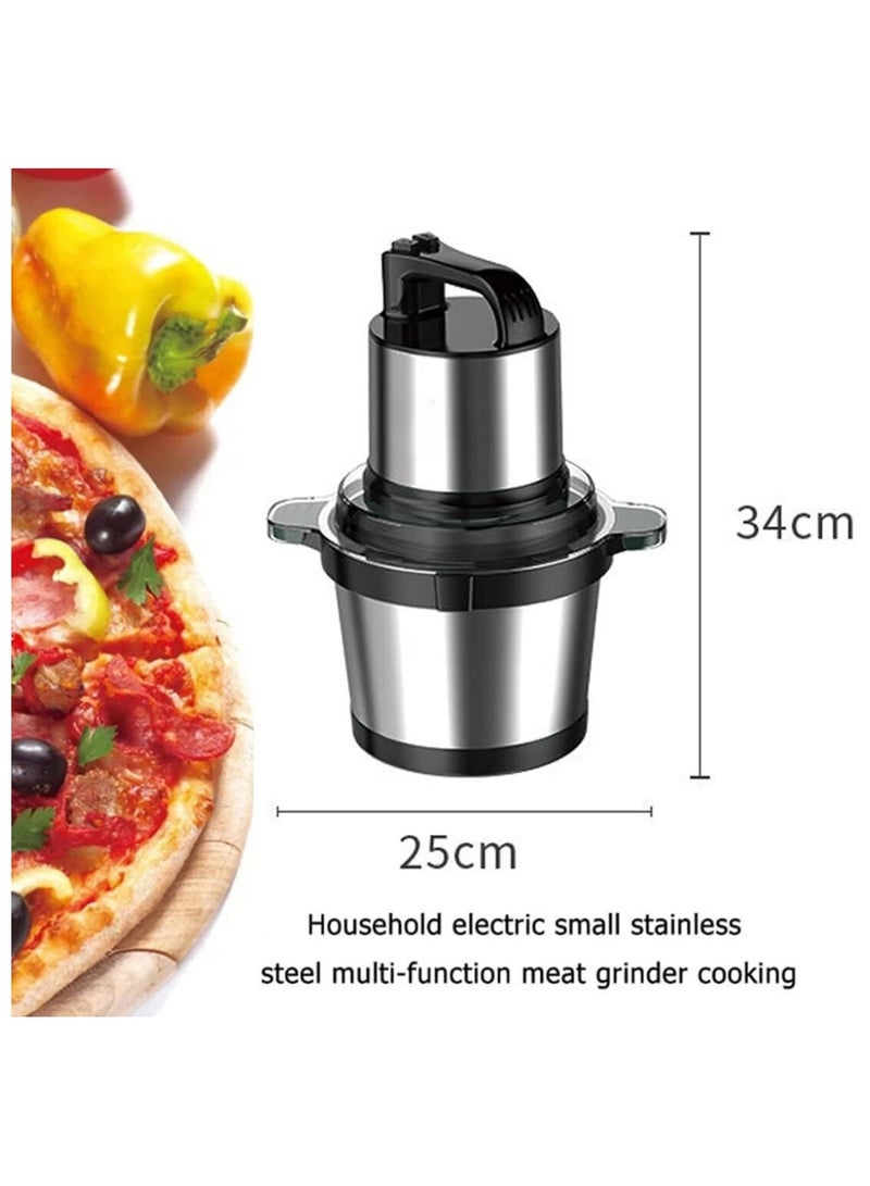 800W Electric Food Chopper - 4L Stainless Steel Bowl for Mince & Blend Vegetables, Fruits, Nuts, and Meats - Durable Stainless Steel Blade (Model SK-7028)