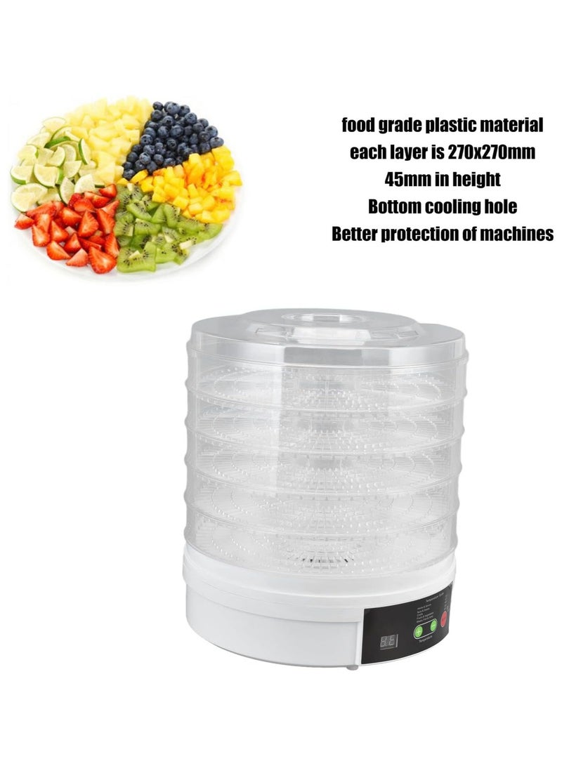 Food Dehydrator Machine, 350W 50Hz Vegetables Electric Dryer Machine with 5 Stackable Trays 360° Circulation Heating Electric Food Dryer Machine for Fruits Veggies Meats Dog, US