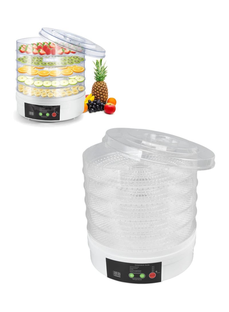 Food Dehydrator Machine, 350W 50Hz Vegetables Electric Dryer Machine with 5 Stackable Trays 360° Circulation Heating Electric Food Dryer Machine for Fruits Veggies Meats Dog, US