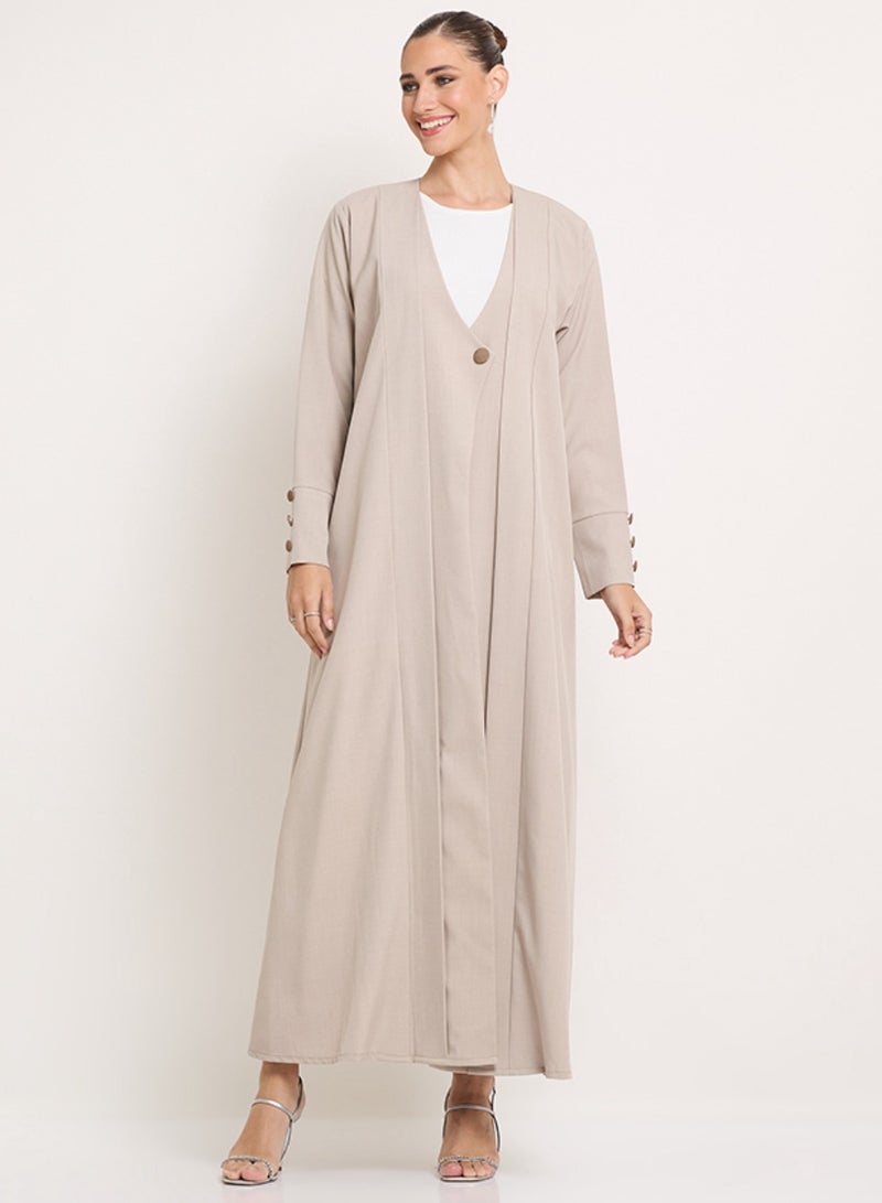 Royal Linen Button Abaya Jacket