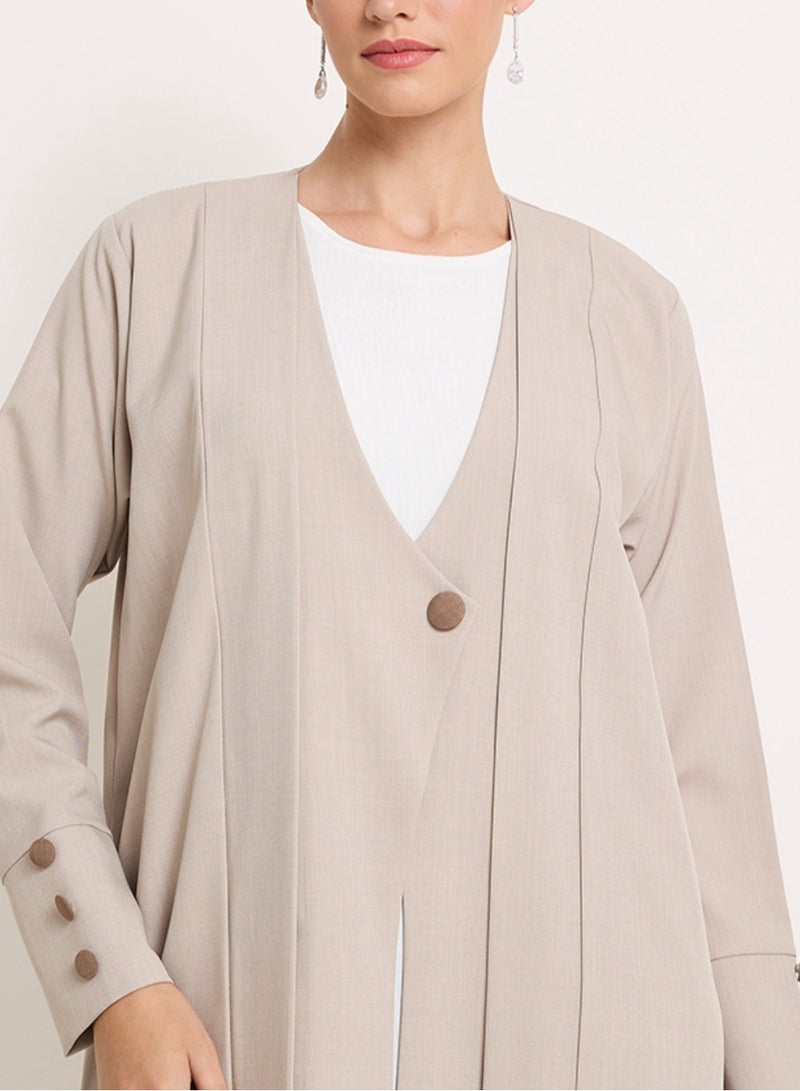 Royal Linen Button Abaya Jacket