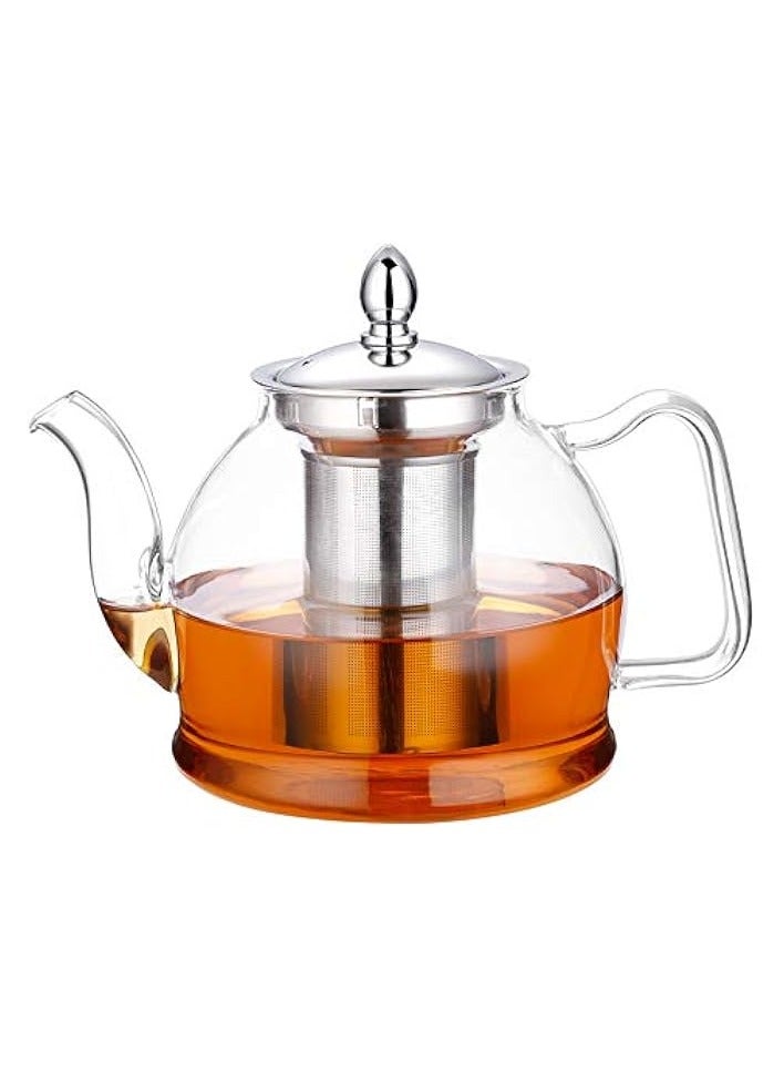 Glass Teapot with Removable Infuser 1000ml Stovetop Tea Maker and Tea Maker