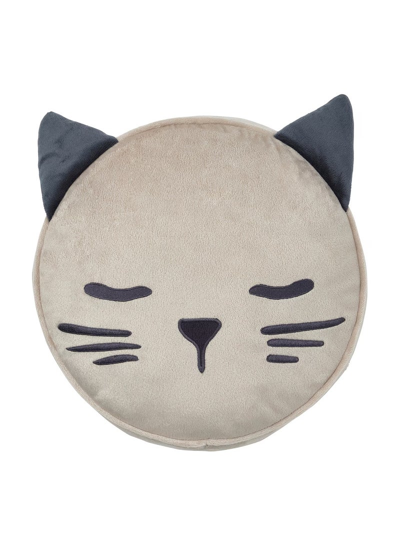 Cute Cat Cushion With Pocket, Beige, 32x8 cm