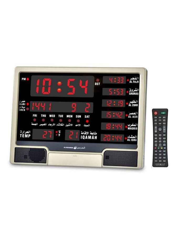 Muslim Islamic prayer clock with remote praying azan alarm wall world time function mosque clock.