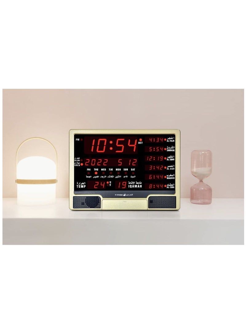 Muslim Islamic prayer clock with remote praying azan alarm wall world time function mosque clock.