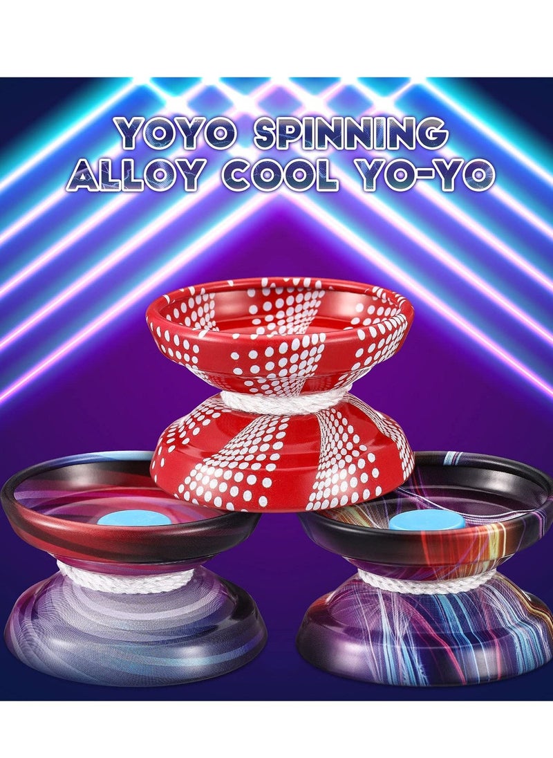 Alloy Yo-yo, 5 Pieces Dazzling Alloy Response Ball Beginner String Stunt Ball Auto Return Technology Ball Children's Party Toys for Beginners Rope Rotation Axis Entertainment Ball