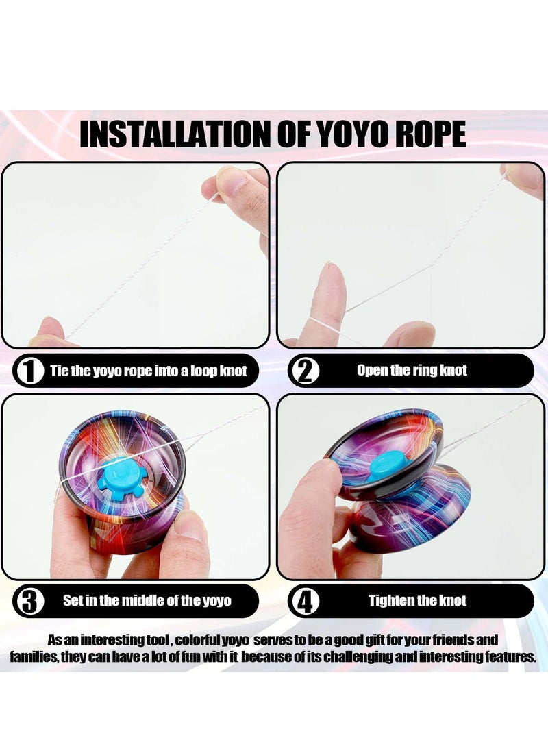 Alloy Yo-yo, 5 Pieces Dazzling Alloy Response Ball Beginner String Stunt Ball Auto Return Technology Ball Children's Party Toys for Beginners Rope Rotation Axis Entertainment Ball