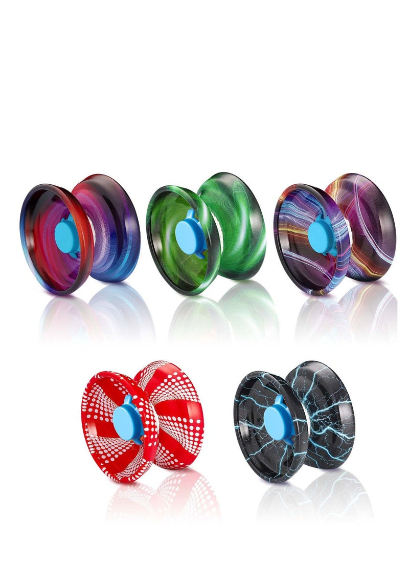 Alloy Yo-yo, 5 Pieces Dazzling Alloy Response Ball Beginner String Stunt Ball Auto Return Technology Ball Children's Party Toys for Beginners Rope Rotation Axis Entertainment Ball