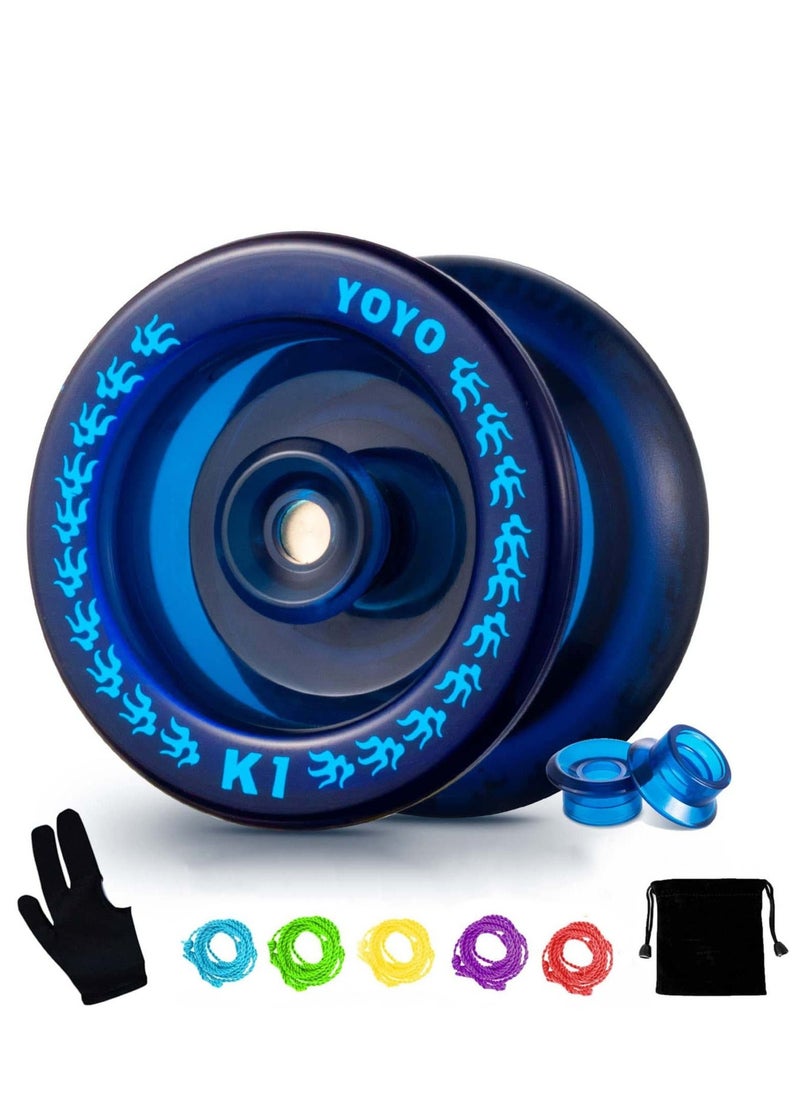 Responsive YoYo K1-Plus with Yoyo Bag and 5 Yoyo Strings and Yo-Yo Glove Gift Blue