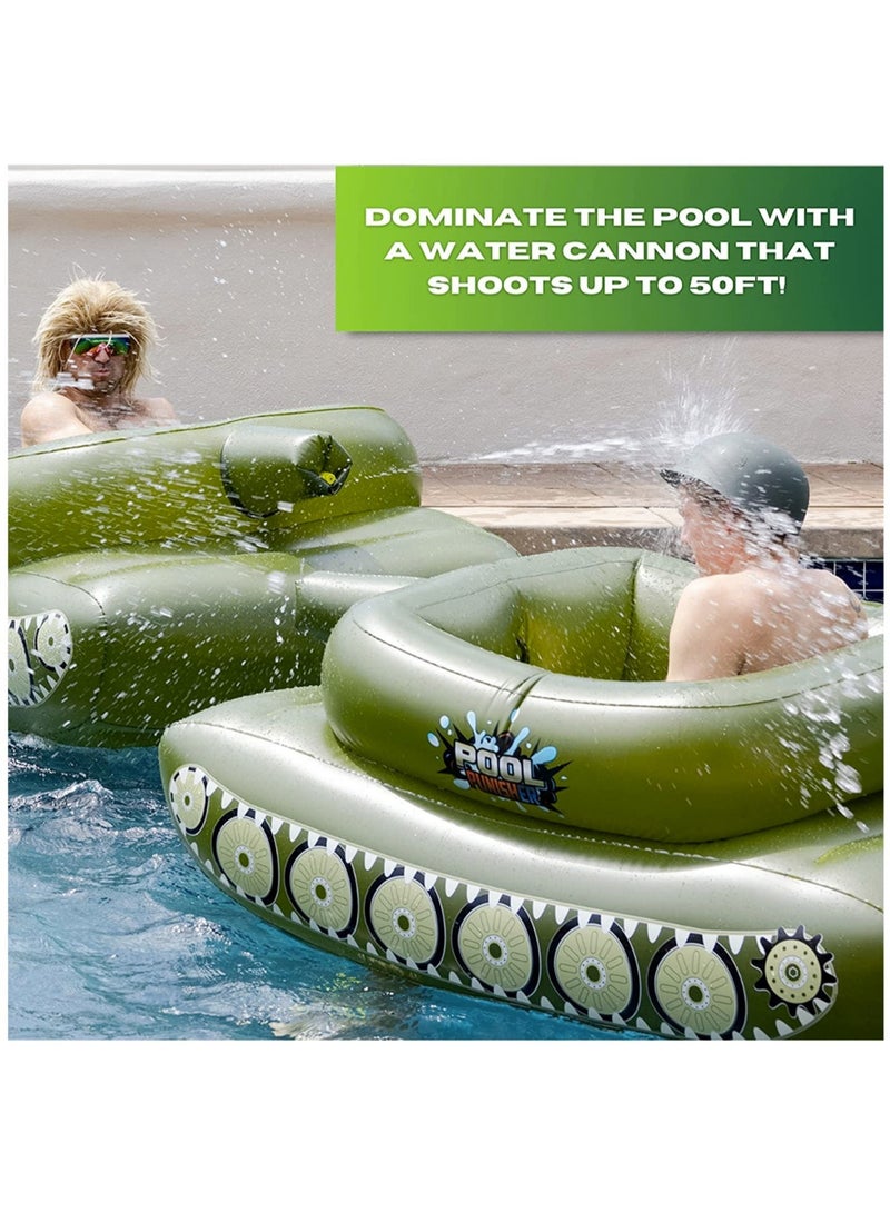Inflatable Pool Floats Pool Floaties with Water Squirt Gun Inflatable Tank Float with Cannon for Kids and Adults Giant Inflatable Pool Floats for Adults