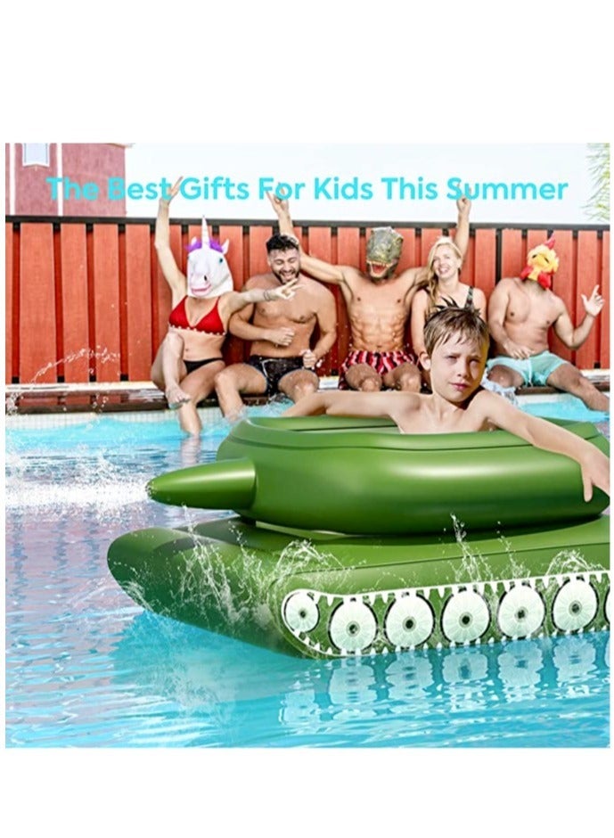 Inflatable Pool Floats Pool Floaties with Water Squirt Gun Inflatable Tank Float with Cannon for Kids and Adults Giant Inflatable Pool Floats for Adults