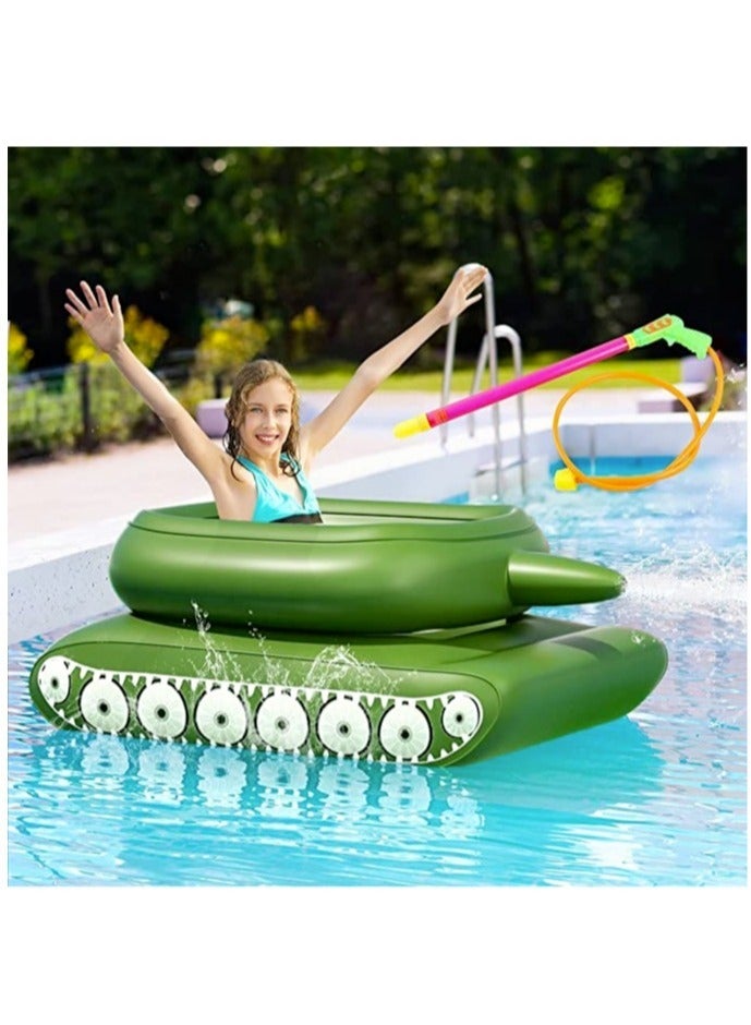 Inflatable Pool Floats Pool Floaties with Water Squirt Gun Inflatable Tank Float with Cannon for Kids and Adults Giant Inflatable Pool Floats for Adults