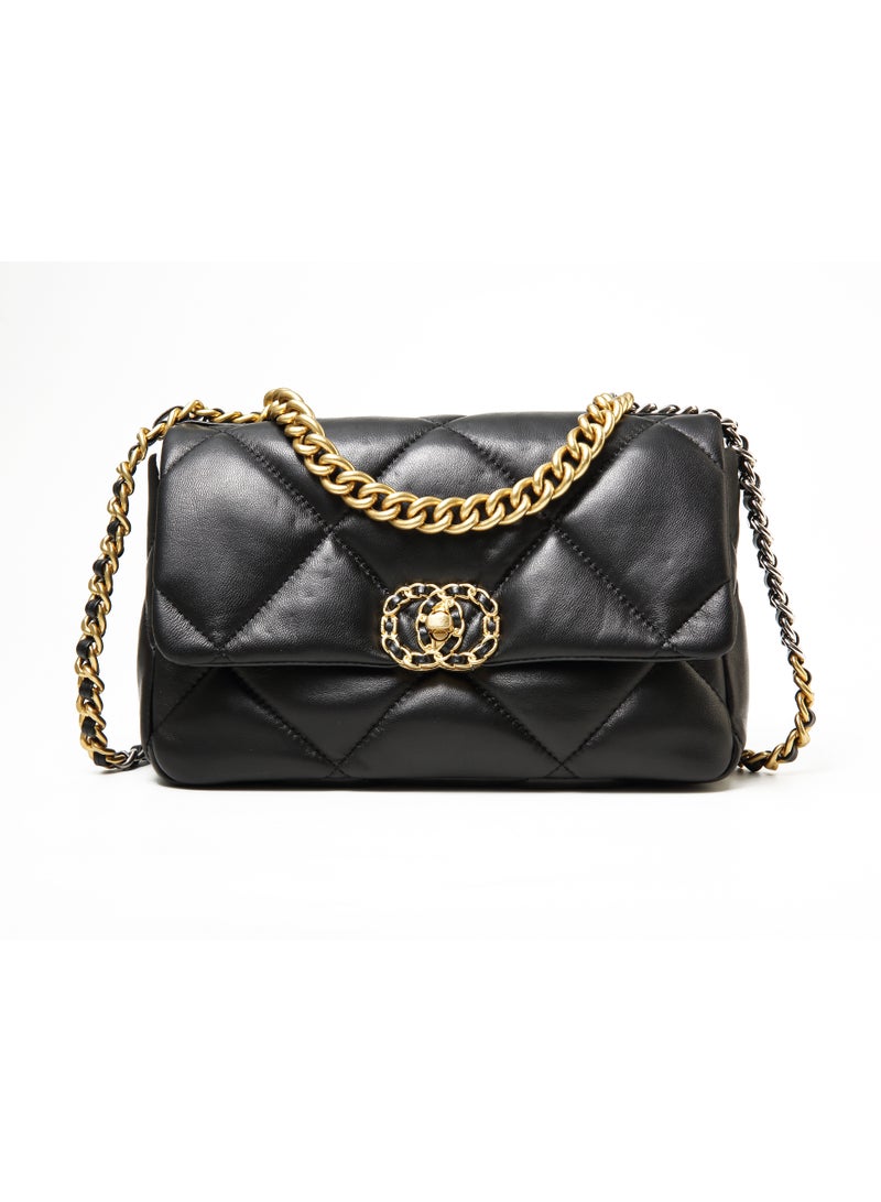 Sienna Black Small fragrant style rhombus chain bag, high-end light luxury women's bag, shoulder crossbody bag