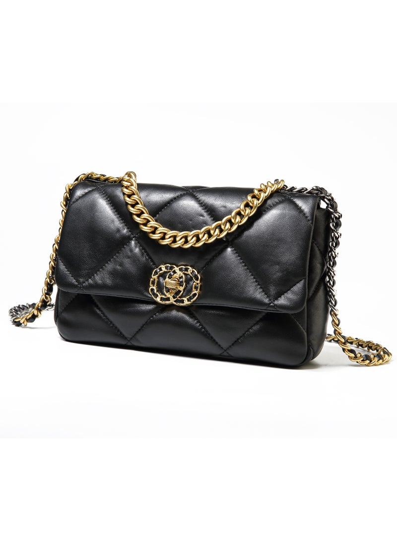 Sienna Black Small fragrant style rhombus chain bag, high-end light luxury women's bag, shoulder crossbody bag