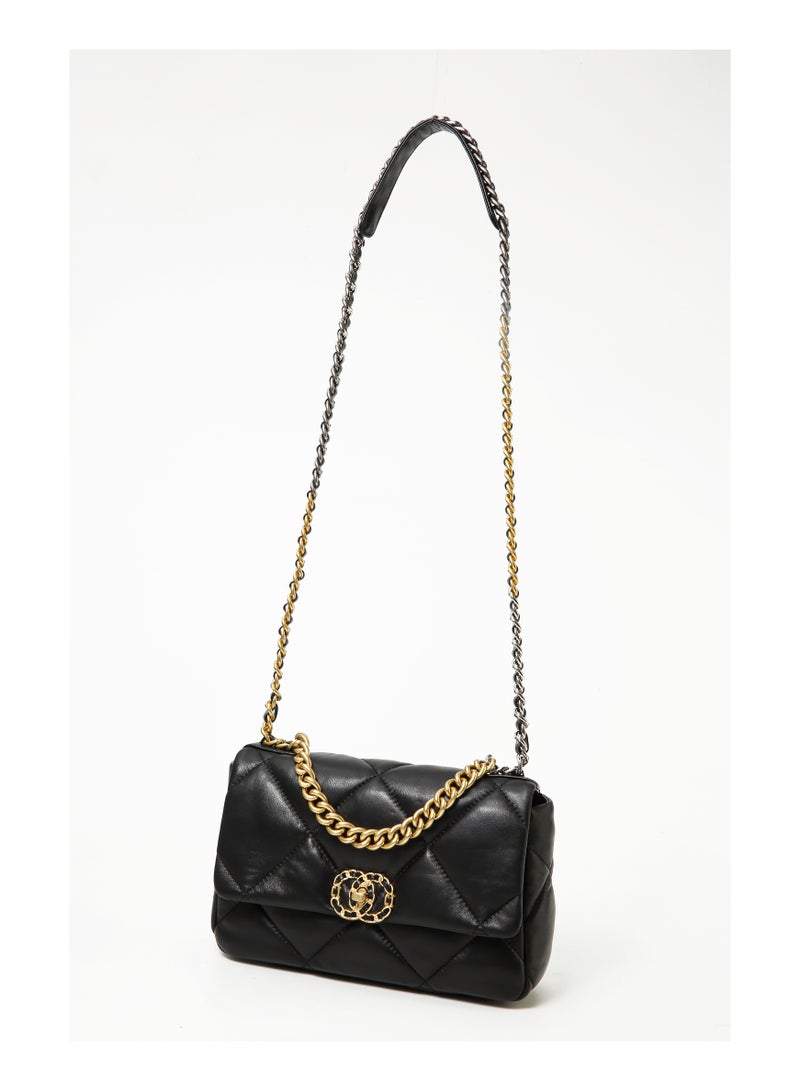 Sienna Black Small fragrant style rhombus chain bag, high-end light luxury women's bag, shoulder crossbody bag