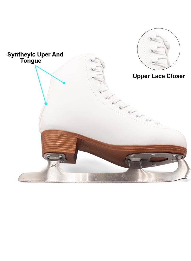 Figure Ice Skates Full Set for girls and Women Soft Snow Flakes Ice Skating Boot