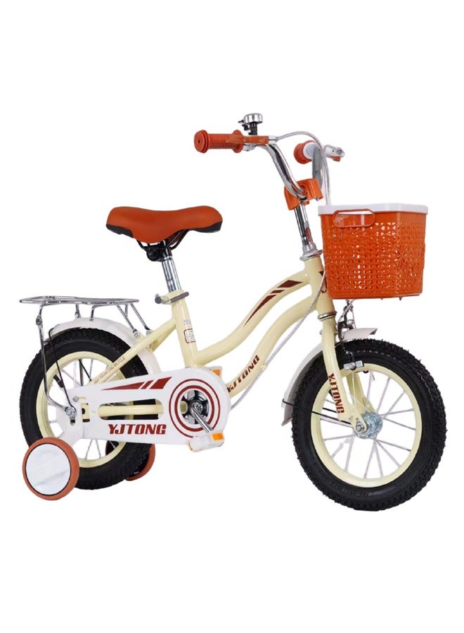 12-Inch Kids’ Bicycle with Training Wheels, Basket, and Backseat – Ideal for Boys & Girls