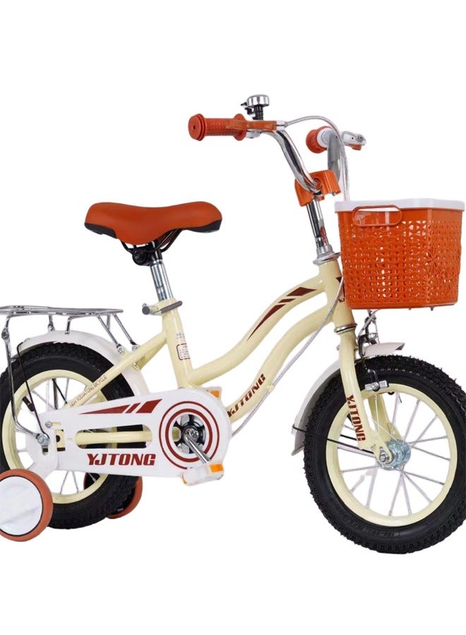 12-Inch Kids’ Bicycle with Training Wheels, Basket, and Backseat – Ideal for Boys & Girls