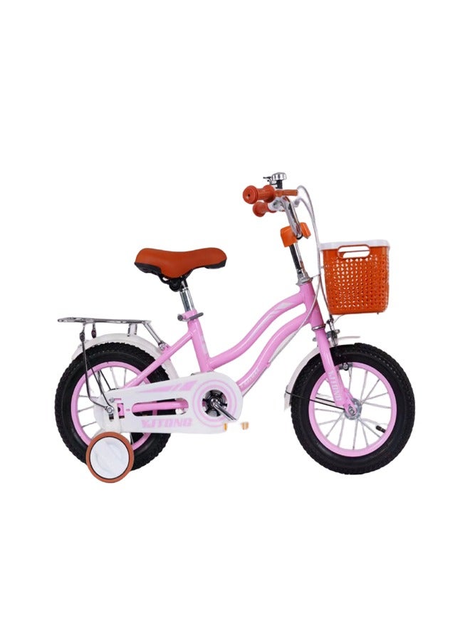 12-Inch Kids’ Bicycle with Training Wheels, Basket, and Backseat – Ideal for Boys & Girls