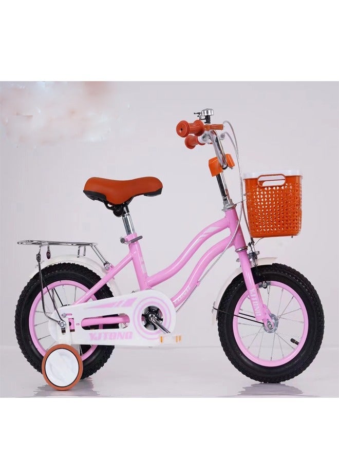 12-Inch Kids’ Bicycle with Training Wheels, Basket, and Backseat – Ideal for Boys & Girls