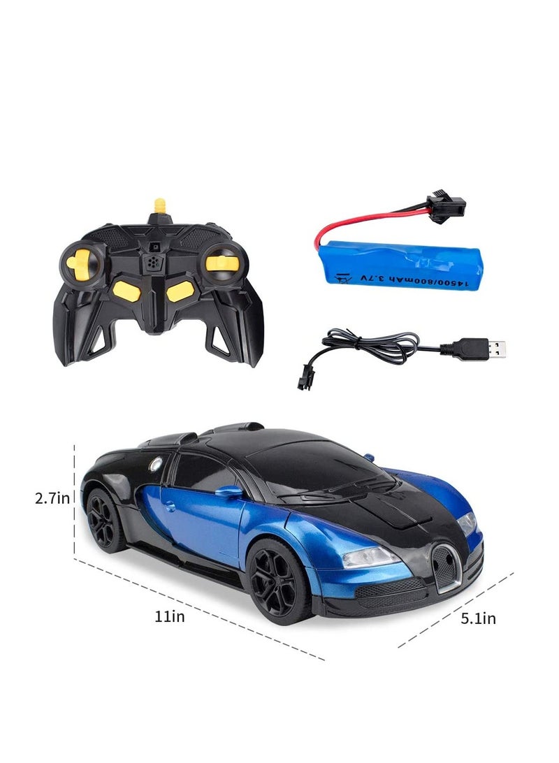 Add Di Blue Remote Control Car Transform Robot RC Car with 40MHz Version Remote And One Button Transforming 360 Degree Rotation Drifting Ideal Car Scale and Birthday Gift Toy