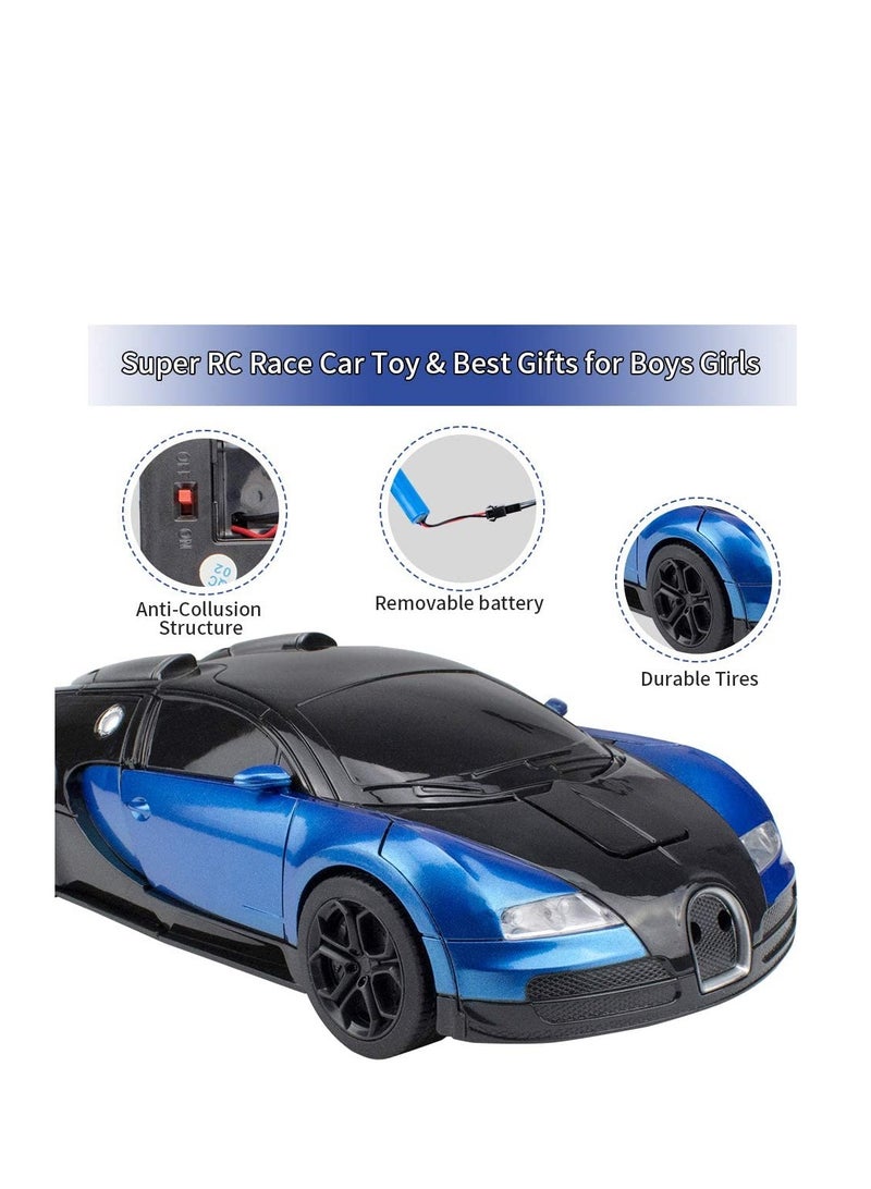 Add Di Blue Remote Control Car Transform Robot RC Car with 40MHz Version Remote And One Button Transforming 360 Degree Rotation Drifting Ideal Car Scale and Birthday Gift Toy