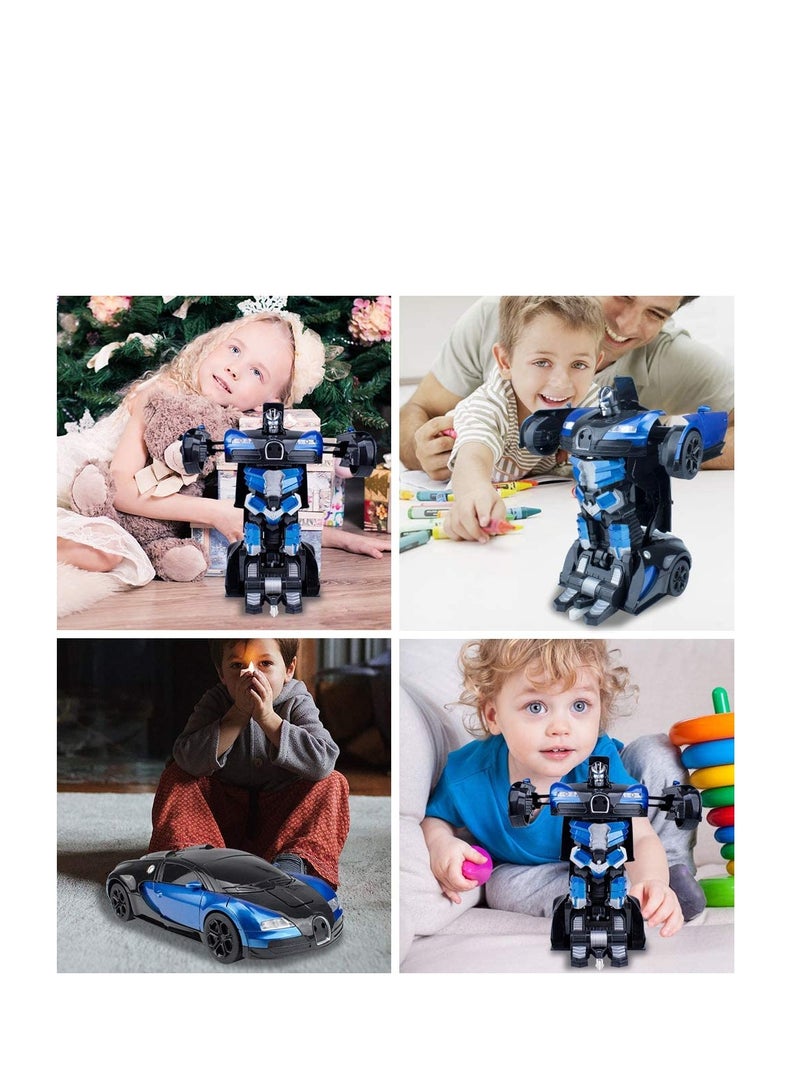 Add Di Blue Remote Control Car Transform Robot RC Car with 40MHz Version Remote And One Button Transforming 360 Degree Rotation Drifting Ideal Car Scale and Birthday Gift Toy