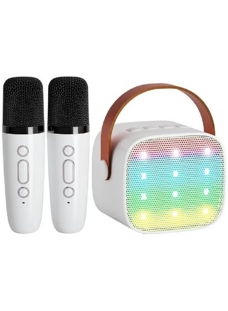 Portable Mini Karaoke Machine with Dual Wireless Microphones - Bluetooth Speaker for Kids & Adults, Ideal Birthday Gift for Ages 4 and Up, Multicolor