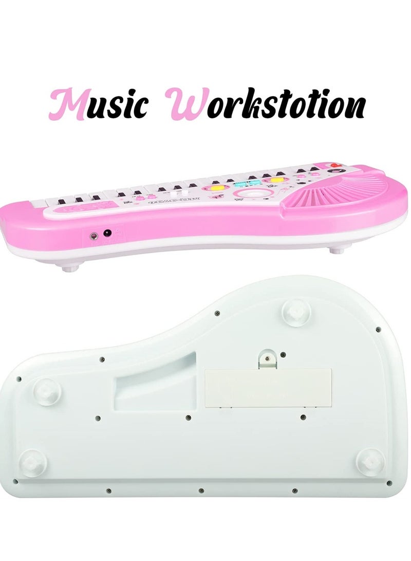 Fun Kids Piano Keyboard with Microphone - Portable 37 Keys Electronic Musical Toy for Baby Girls, Perfect Birthday Gift for Ages 3-7 (Pink)