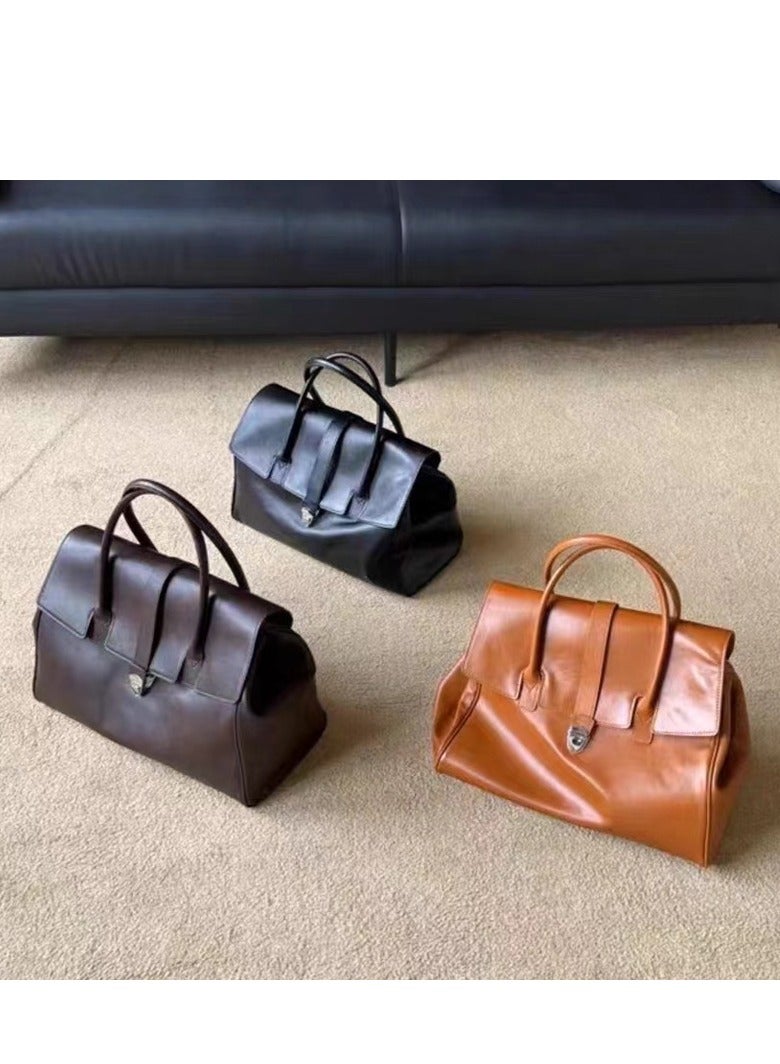 2024 New Cowhide Bag Briefcase Vintage Leather Tote Bag