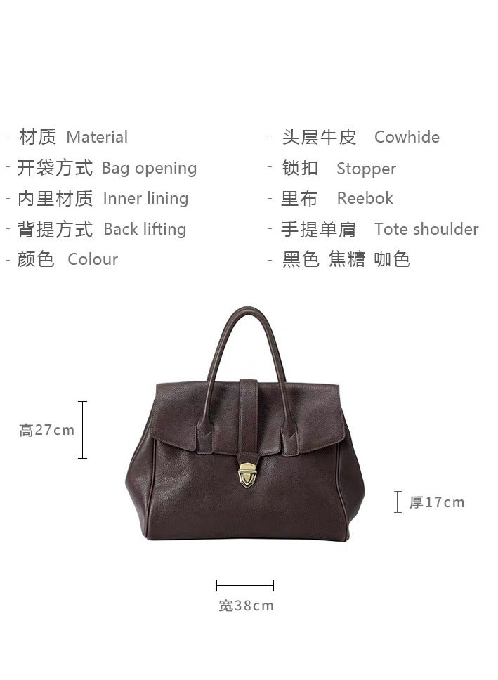 2024 New Cowhide Bag Briefcase Vintage Leather Tote Bag