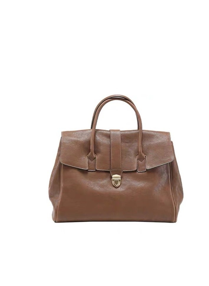 2024 New Cowhide Bag Briefcase Vintage Leather Tote Bag