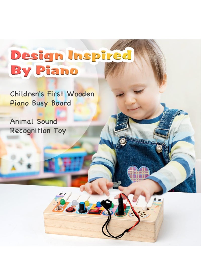 Educational Montessori Wooden Toys for Toddlers with LED Lights and Sounds, Perfect Travel Toys for Boys and Girls Aged 3 and Up