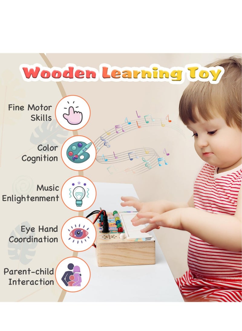 Educational Montessori Wooden Toys for Toddlers with LED Lights and Sounds, Perfect Travel Toys for Boys and Girls Aged 3 and Up