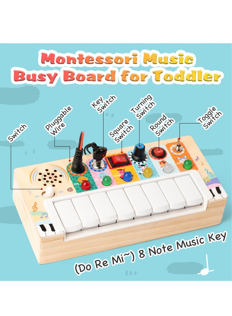 Educational Montessori Wooden Toys for Toddlers with LED Lights and Sounds, Perfect Travel Toys for Boys and Girls Aged 3 and Up