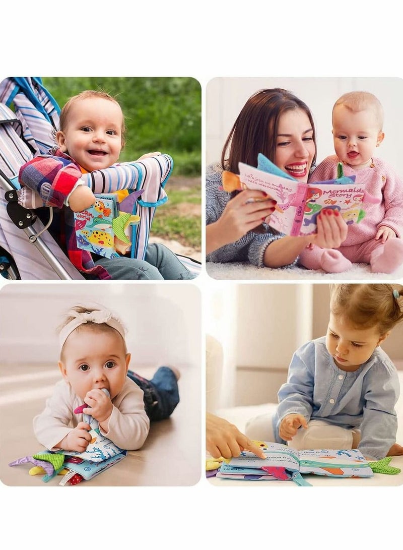 Baby Cloth Books, Quiet Book, Baby Bath Book, Touch and Feel Crinkle Book for InfantsToddler, Baby First Books Soft Books NonToxic Fabric Early Development Toys for Boys  Girls, 2PCS