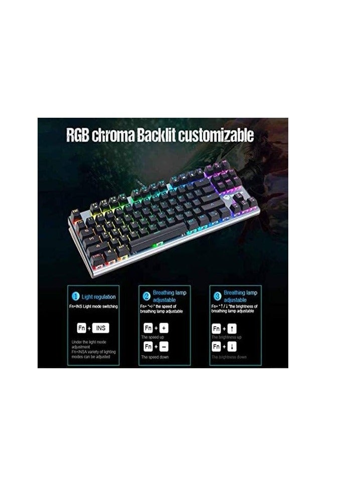 Meetion TKL RGB Backlit Multimedia Blue Switch Mechanical Gaming Keyboard MK04