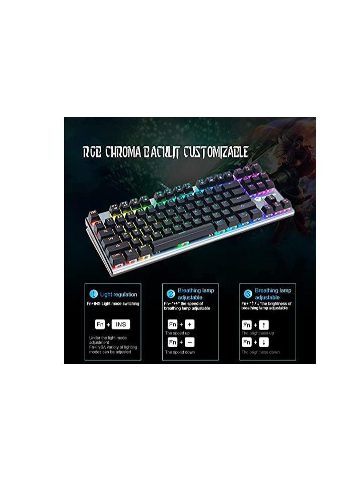 Meetion TKL RGB Backlit Multimedia Blue Switch Mechanical Gaming Keyboard MK04