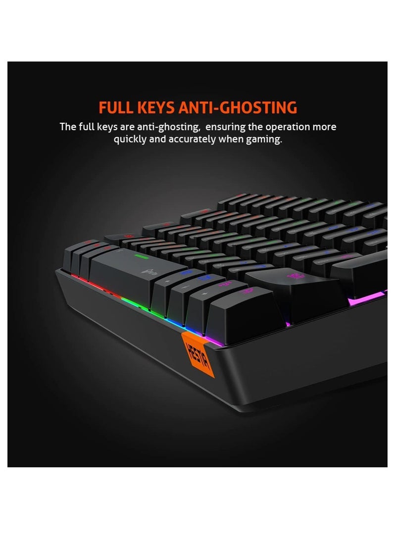 MEETION RGB Backlit Mini 61 Keys Wired 60% Mini Blue Switch Mechanical Keyboard Black MT-MK005