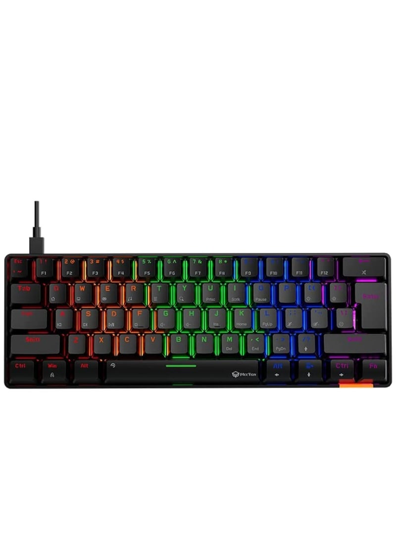 MEETION RGB Backlit Mini 61 Keys Wired 60% Mini Blue Switch Mechanical Keyboard Black MT-MK005