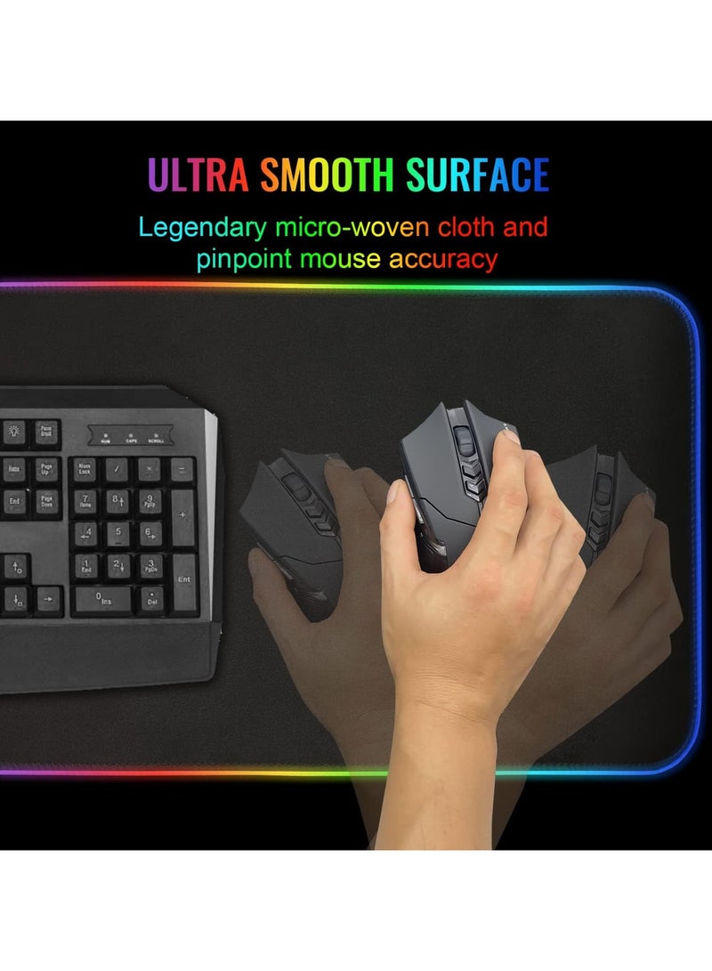 Gaming MoUSe Pad, Extra Large Soft Led Extended MoUSe Pad, Anti-Slip Rubber Base Computer Keyboard Mat