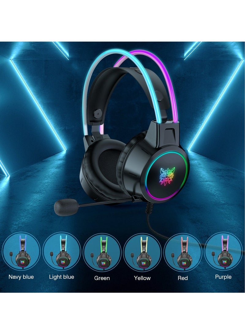 X15 Pro Wired Over-Ear Gaming Headphones with Mic and LED Light for PS4/PS5/XOne/XSeries/NSwitch/PC,Black