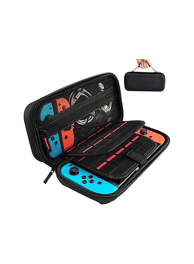 Switch Carrying Case for Nintendo Switch, With 20 Games Cartridges Protective Hard Shell Travel Carrying Case Pouch for Nintendo Switch Console & Accessories, Black