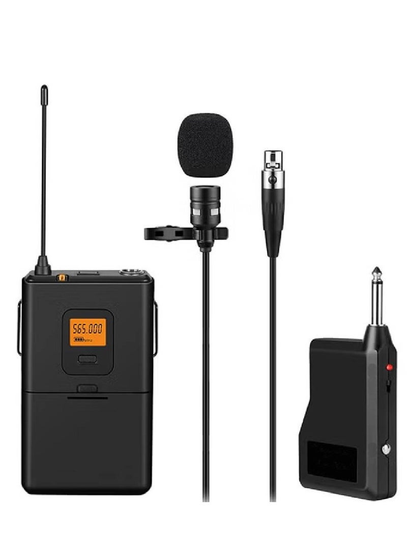 20-Channel Wireless Lavalier Lapel Microphone System With Bodypack Transmitter, Mini  Female Mic And Portable Receiver, 1/4 Inch Output. K037 Black