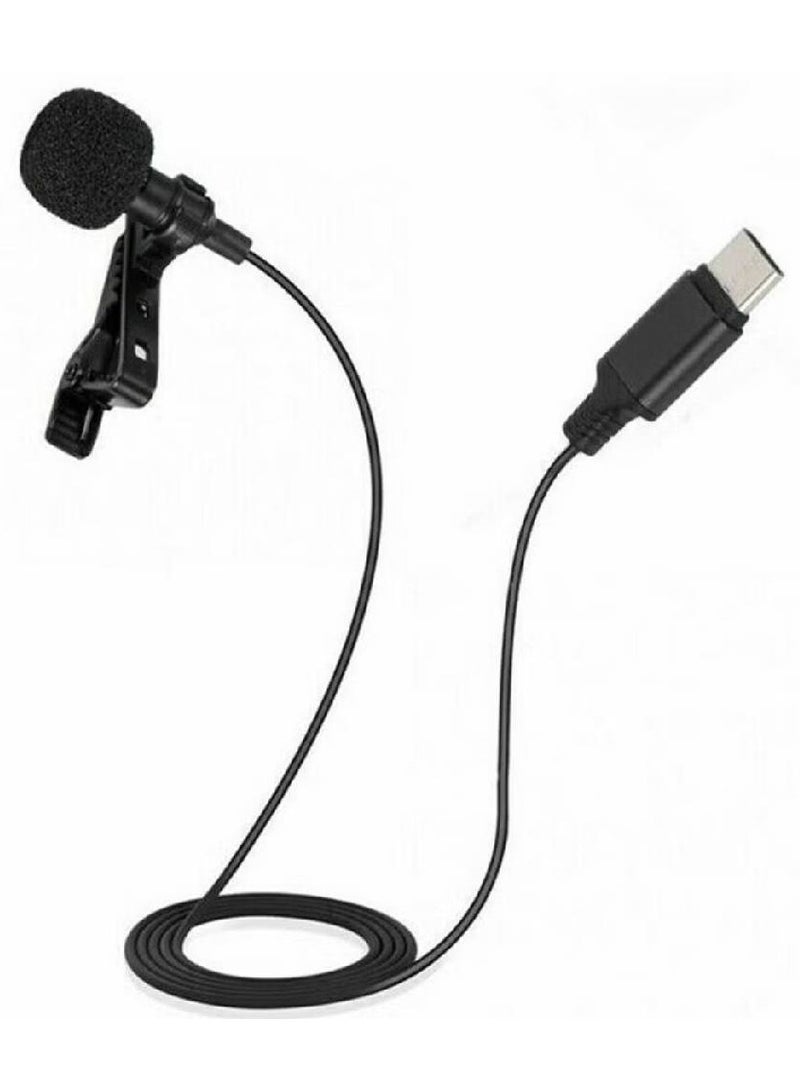 USB C Lavalier Lapel Microphone for Video Recording Mini Type C/3.5mm Clip-on Mic Plug Play Lav Mic for Android Phone PC Laptop