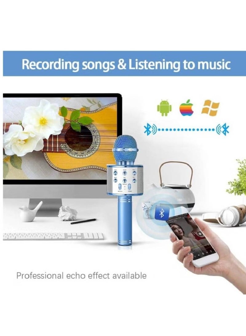 Wireless Bluetooth Karaoke Microphone Machine,Portable Handheld Karaoke Bluetooth Handheld Karaoke Speaker Player Machine for Kids Adults Home KTV Party for Android/Iphone/Ipad/Pc Girl Boy