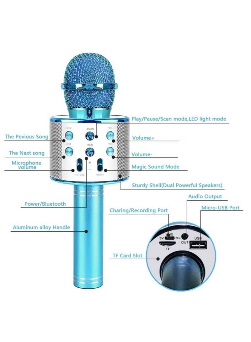 Wireless Bluetooth Karaoke Microphone Machine,Portable Handheld Karaoke Bluetooth Handheld Karaoke Speaker Player Machine for Kids Adults Home KTV Party for Android/Iphone/Ipad/Pc Girl Boy