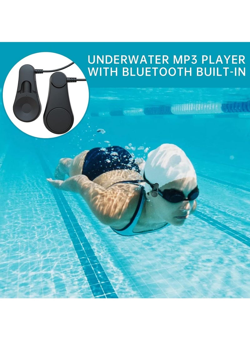 Open-Back Swimming Earphones, Bone Conduction Design, IPX8 Waterproof, Underwater MP3 Player, Suitable for Swimmers, Athletes, Water Sports, Diving, Running, Small, Black